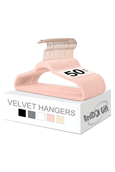 Generic Red Dot Gift® 50-Pack Rose-Pink 45cm Non-Slip Velvet Hangers & Rose G...