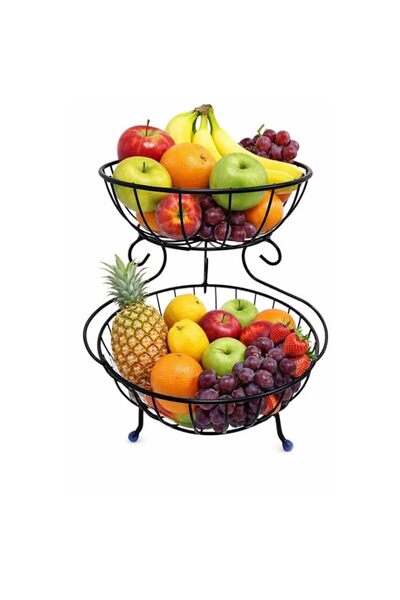 Generic 2-Tier Fruit and Vegetable Basket – Multipurpose Kitchen and Dining T...