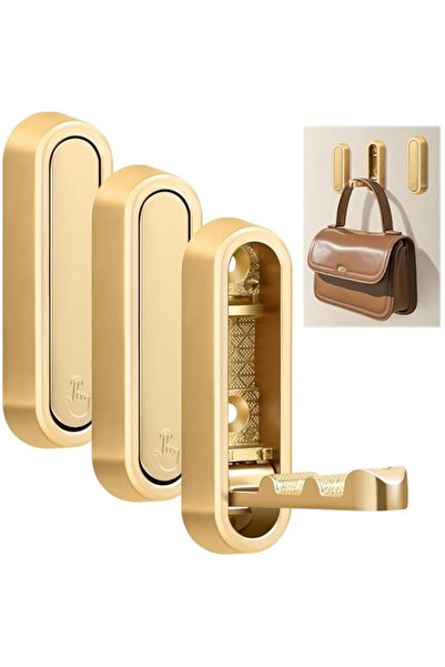 Generic jaffiust 3 PCS Foldable Gold Zinc Alloy Wall Hooks - Heavy Duty for C...