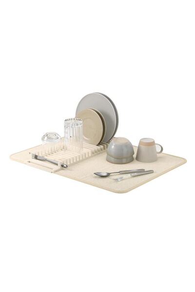 Generic (linen) - Umbra UDRY Dish Drying Rack and Microfiber Dish Mat - Space...