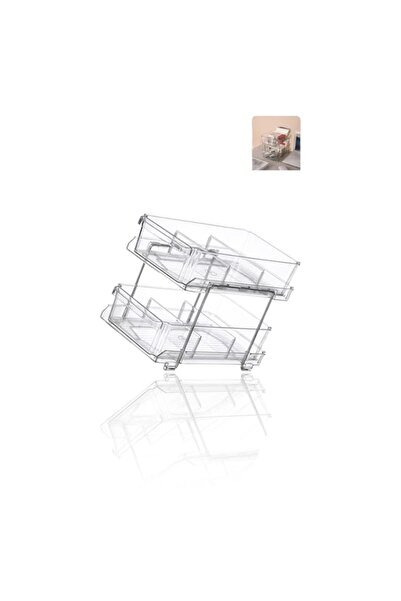 Generic Expandable 2-Tier Under Cabinet Organizer with Dividers - Clear Stora...