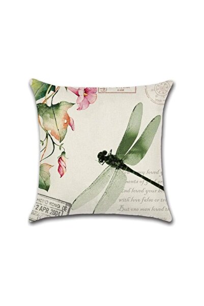 Generic Brand RISHAHOME Dragonfly Printed Cushion Cover Cotton Blend Multicol...