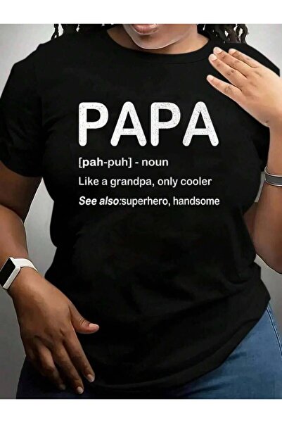 9JY تي شيرت بطباعة جرافيكية باللون الأسود بعبارة "Papa Like A Grandpa Only Co...