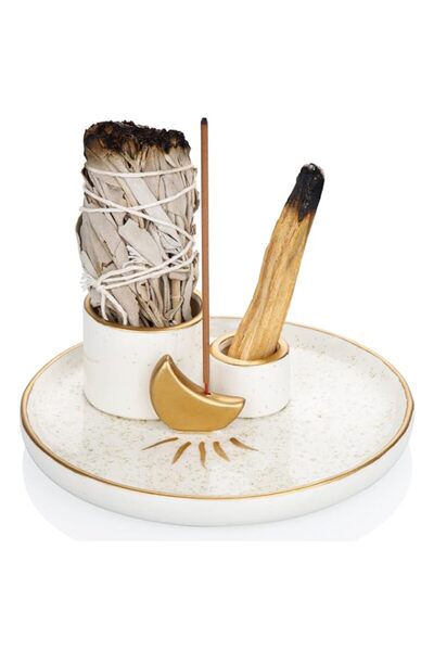 Generic Brand Multifunction Incense and Candle Holder, 5.9 inch Ceramic Ash C...