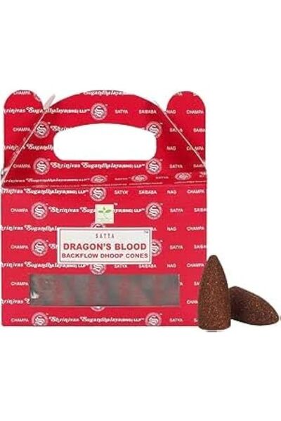 Generic Brand Satya Dragons Blood Backflow Dhoop Cones, 24 Cones Pack, Aromat...