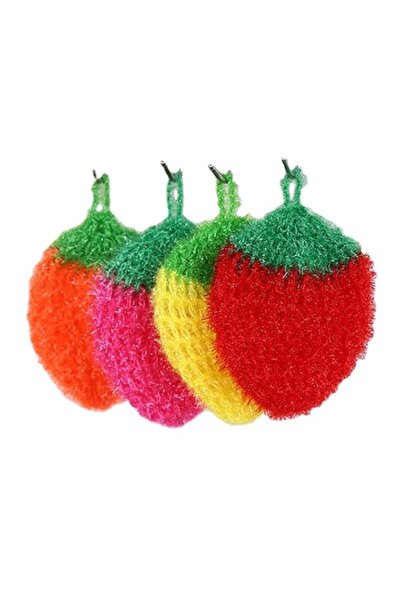 Generic Tazweeq Strawberry Shape Pot Scrubbers, 4 Pcs Absorbent Polyester Kit...