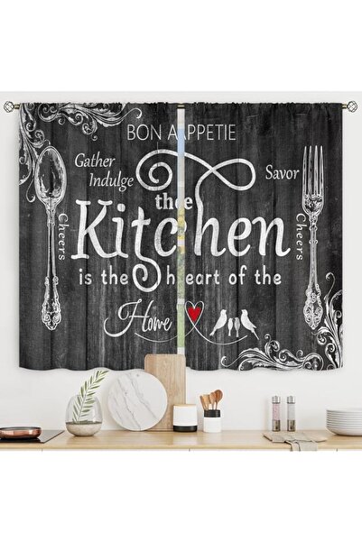 Generic Brand Riyidecor Farmhouse Black White Kitchen Curtains Short Small Ru...