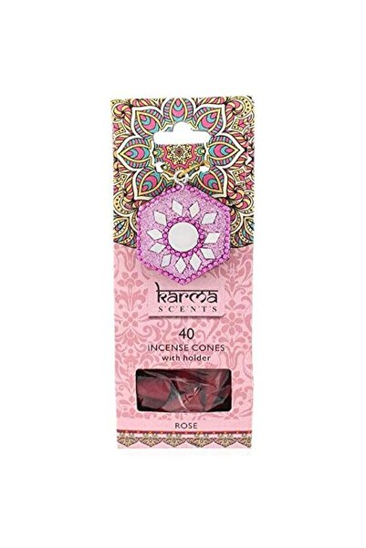 Generic Brand Karma Incense Cones and Holder - Rose
