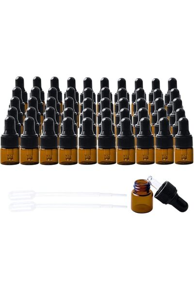 Generic Brand 50 PCS 1ml Amber Glass Dropper Bottles, Mini Essential Oil Samp...