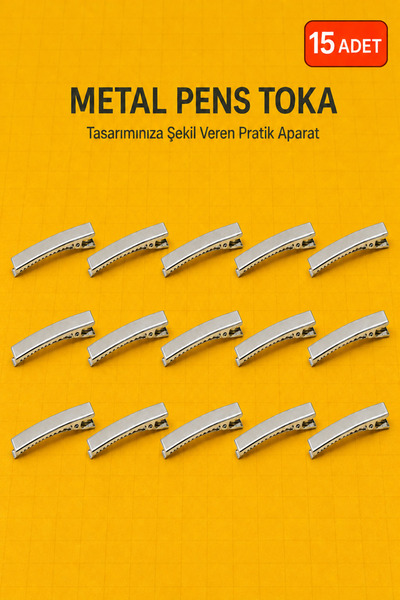 Omuta 15 Adet Boş Metal Pens Toka Timsah Saç Klipsi Kişiye Özel Toka Tasarım ...