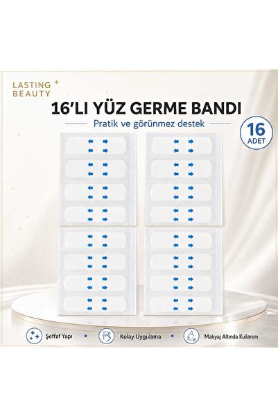 lasting beauty 16 Adet Şeffaf Yüz Germe, Boyun, Kaş, Gerdirme Bandı – Makyaj Altına Uygun, İnce ve Pratik
