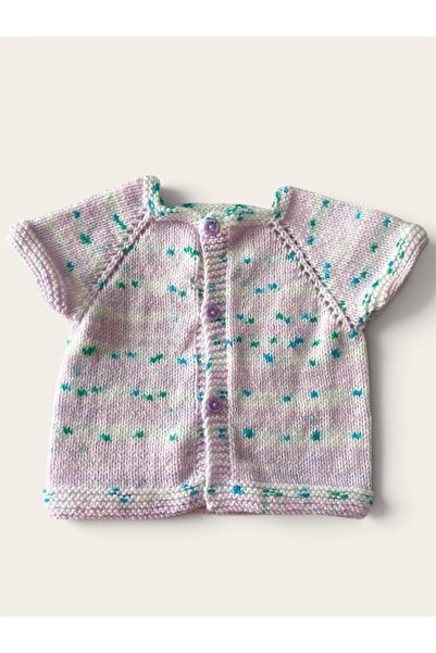 The Cloudish Shop Baby Hand Knitted Vest Lila White Patterned 9 Months