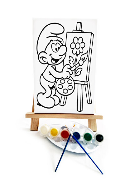 lilafil Şirin Ressam Ressam Seti - 20 x 30 cm Önçizimli Tuval, 2 Adet Fırça, ...