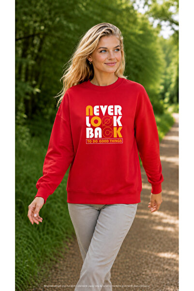 EMMODA Women's Never Look Back Written Round Neck Casual Sweatshirt