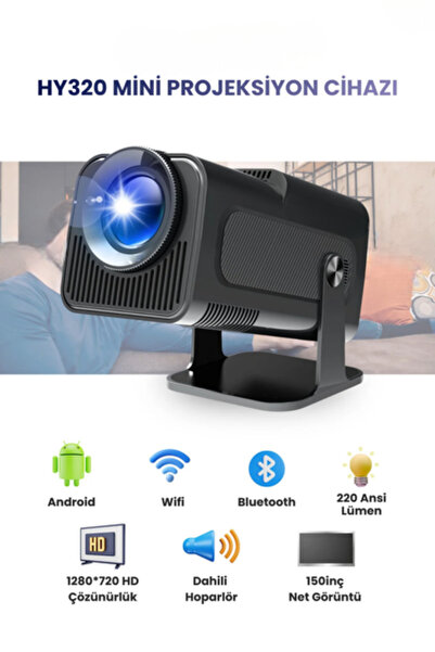 KALİTESENİNLE HY320 Mini Projeksiyon Cihazı Wifi HDMI USB Destekli Taşınabili...