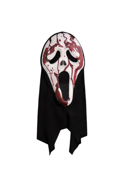 OEM Masca de Halloween Fantomă Sângeroasă 30cm cu glugă, Horror realist, Roșu...