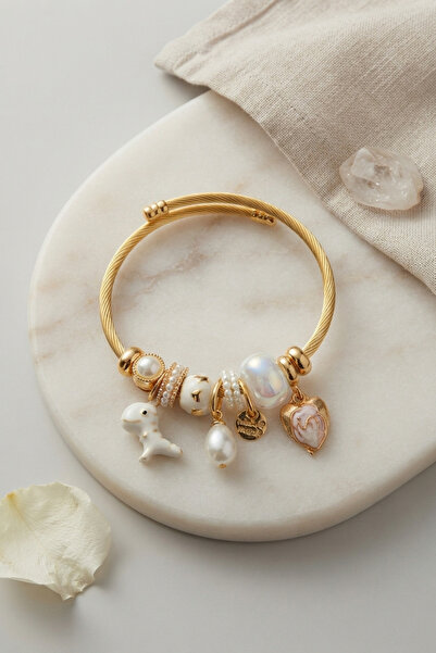OGHAMAY Trex and Heart White Charm Bracelet