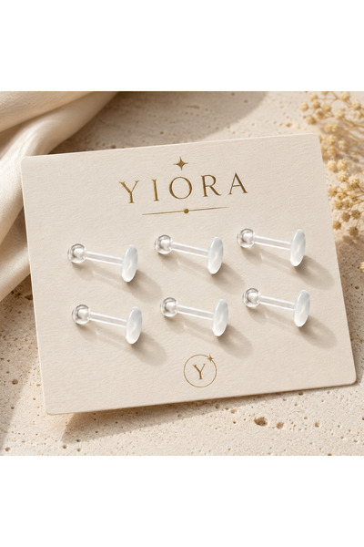 yiora Jewelery 6 Adet Şeffaf Bioplast Piercing Set Tragus Labret Dudak Kulak ...