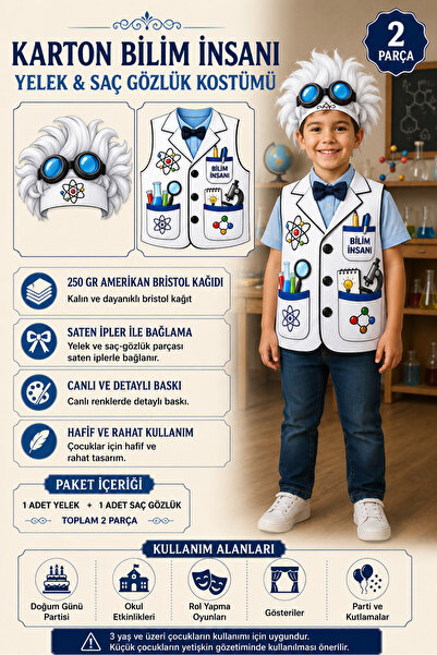 GREATOY Kids' Scientist Costume 2-Piece Cardboard Vest and Hat Set – Experime...