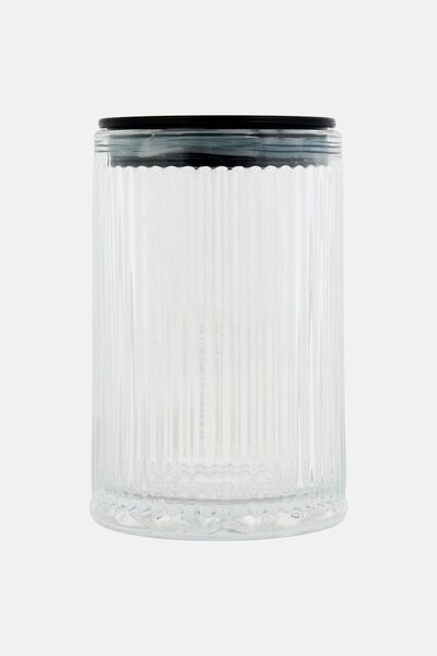 Trio Glass Ribbed Toothbrush Holder, Transparent