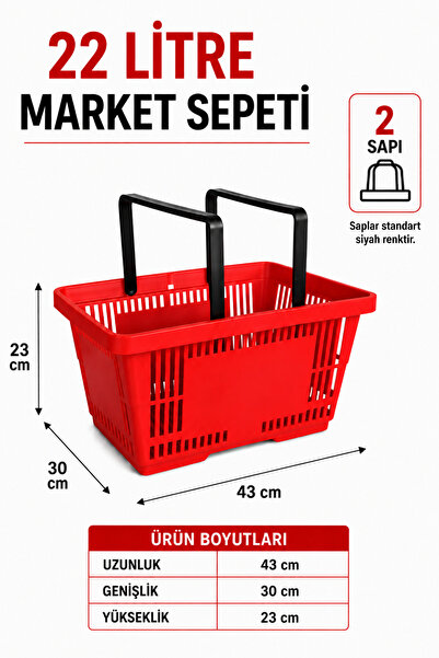 Plastik Market El Sepeti 22 L Kırmızı