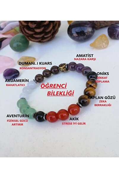Luba Boxed Natural Stone Student Success Bracelet-Onyx-Aventurine-Quartz-Aqua...