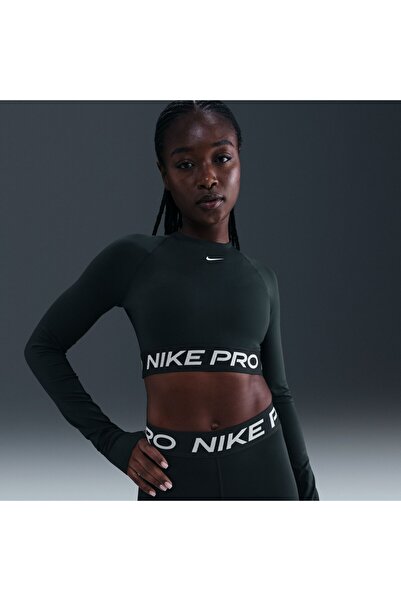 Nike Pro Dri-FIT 365 Crop LS Kadın Yeşil Sweatshirt