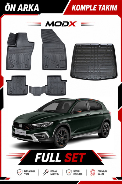 MODxAUTO Fiat Egea Cross 2020 Sonrası 5D Havuzlu Paspas + 3D Bagaj Havuzu PRE...