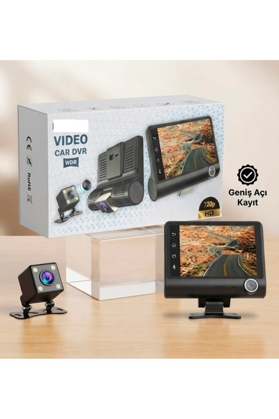 TEKNOTİMER 4.0" TFT Ekran 150° Geniş Açılı Lens 3'lü Araç Kamerası Gece Çekimi Türkçe Menü