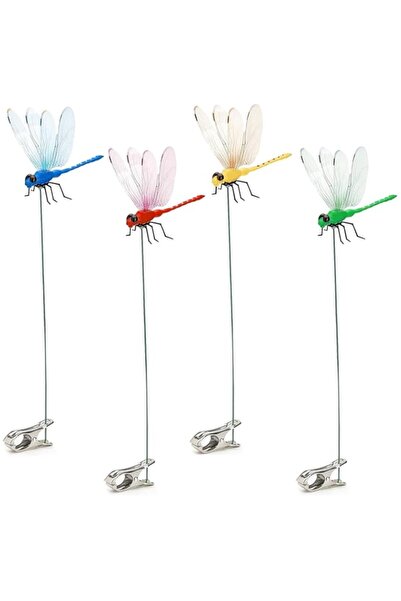 Generic ROUNY Fake Dragonfly Clips 4 Pcs, 3D Realistic Insect Garden Stakes f...