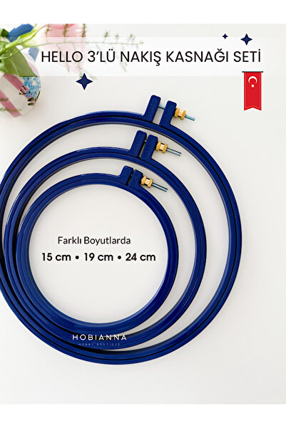 Hobianna Embroidery Hoop Set of 3 - Cobalt Blue