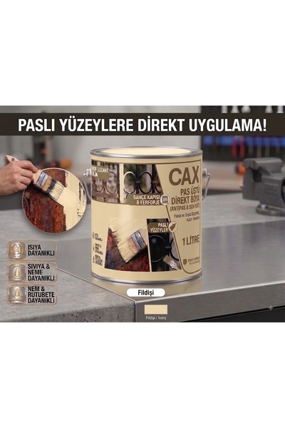 caxcolors CAX Pas Üstü Direkt Uygulanan Antipaslı Sentetik Metal Boyası 1 Lit...