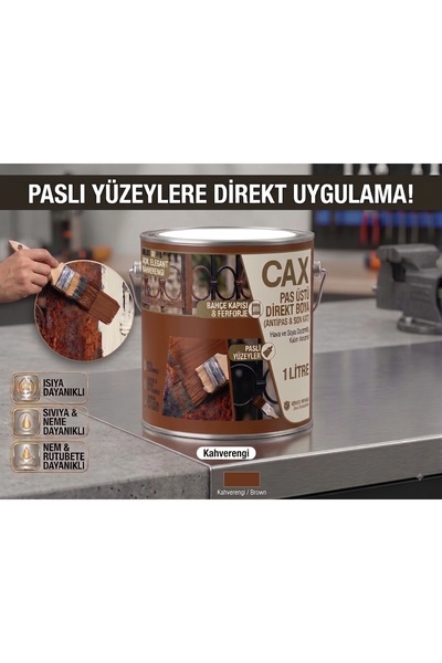 caxcolors CAX Pas Üstü Direkt Uygulanan Antipaslı Sentetik Metal Boyası 1 Lit...