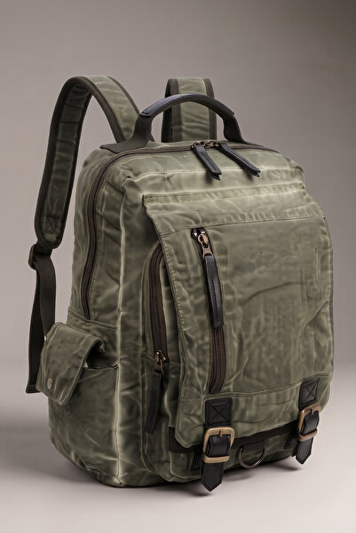 Cappadocia Vintage Rucsac din pânză vintage Celsus Khaki Green 4013, cu compa...