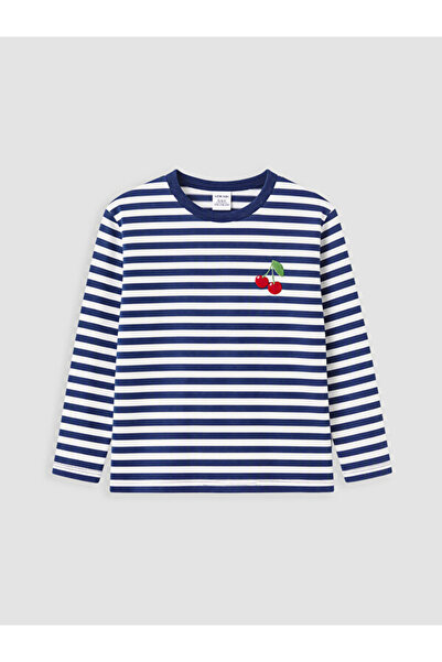 LC Waikiki I Zero Roba Collar Striped Embroidered Girls' T-Shirt from Freezen...