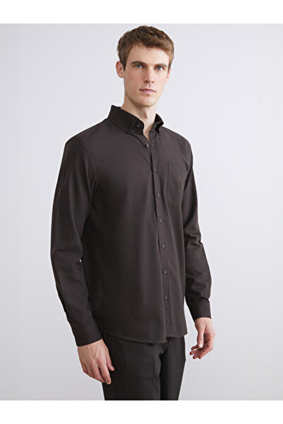 LC Waikiki Rmz Gi̇yi̇m Farkiyla Slim Fit Long Sleeve Gabardine Men's Shirt