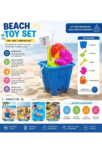 GENERIK Generic Kids Beach Toy Set – Colorful Sand Play Bucket Set with Shove...