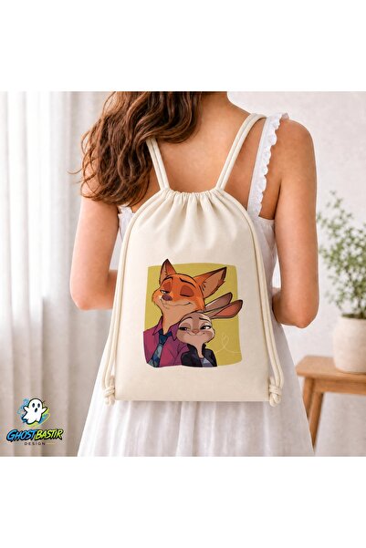 Ghostbastır Design Zootropolis Drawstring Linen Bag C377