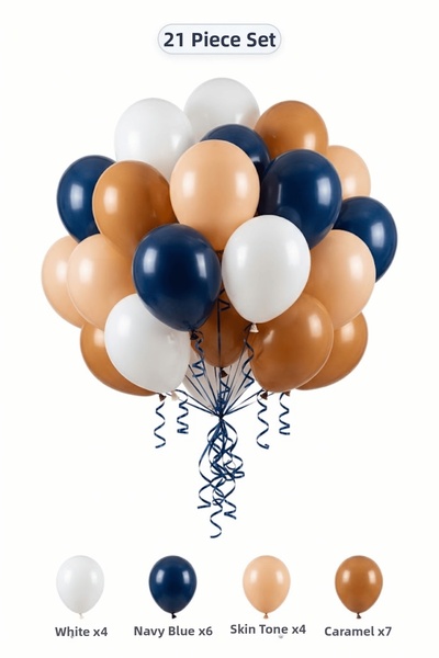 BALOMİS Midnight Blue White Balloon Set 21 Pieces Adult Celebration Party Dec...