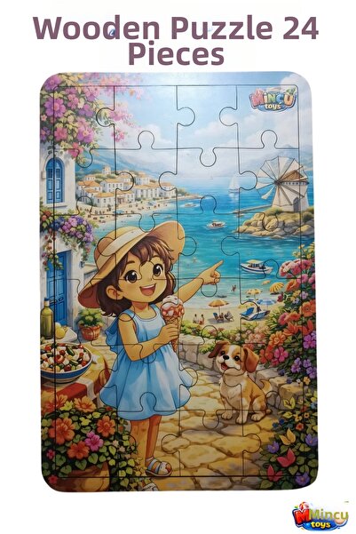 Minçu Toys 24 Piece Wooden Turkey Cities Puzzle – Famous Icons of Cities Educ...