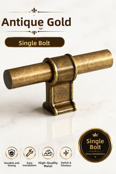 Badem10 Hisar Antique Antique Yellow Metal Button Single Screw Mobilier Bucăt...