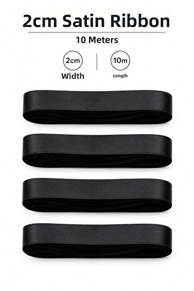 Organizasyon Pazarı Black Satin Ribbon 2cm 10 Meters Bobo Balloon Ornament Gi...