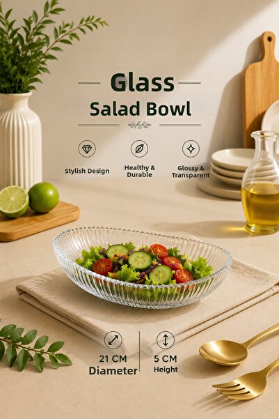 Rotanev Glass Trough Kayık Presentation Plate Transparent Serving Plate Salad...