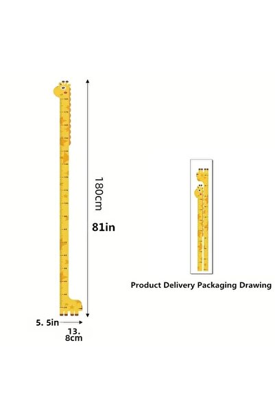Mestore Cute yellow giraffe green dinosaur mermaid rocket tree height measure...