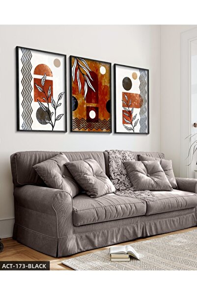 CeSht Watercolor Look Abstract Art 3 Piece Wooden Framed Painting Act