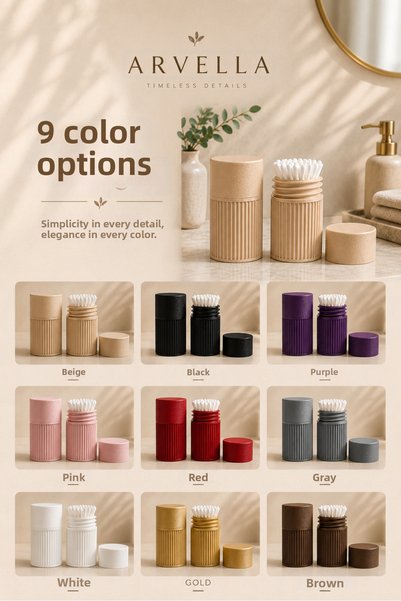 Arvella Studio Cotton Swab Storage Box |   Multi-Purpose Organizer |   Bathroom and Makeup Organizer |   9 Color Options