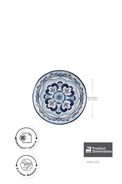 Karaca Blue Harmony Melamine Pasta Plate 21.5 cm