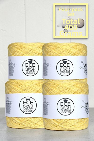 Ece Örgü Tasarım Atölyesi Light Yellow, Multi-Strand Mercerized Cotton Knitti...