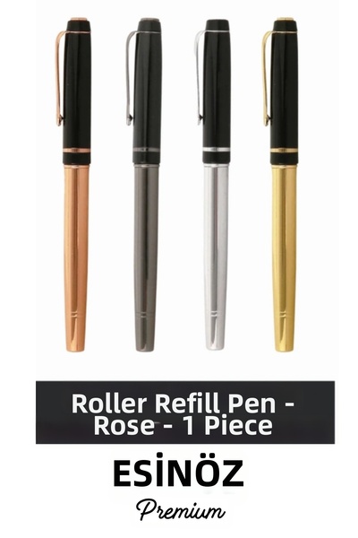 EsinÖz # Pen Rose Gold Metallic Body Flowing Signature Pen Luxury Metal Rolle...
