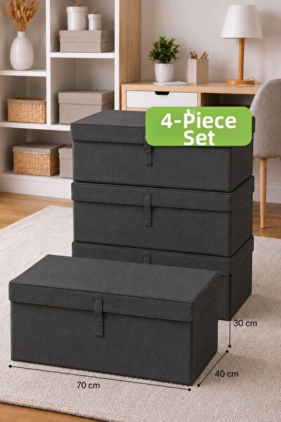 Helen's Home Set of 4 Large Size Box with Lid 70X40X30 Storage Box Blanket Qu...